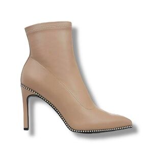 Bar III Faux Leather Studded Booties Smooth Nude